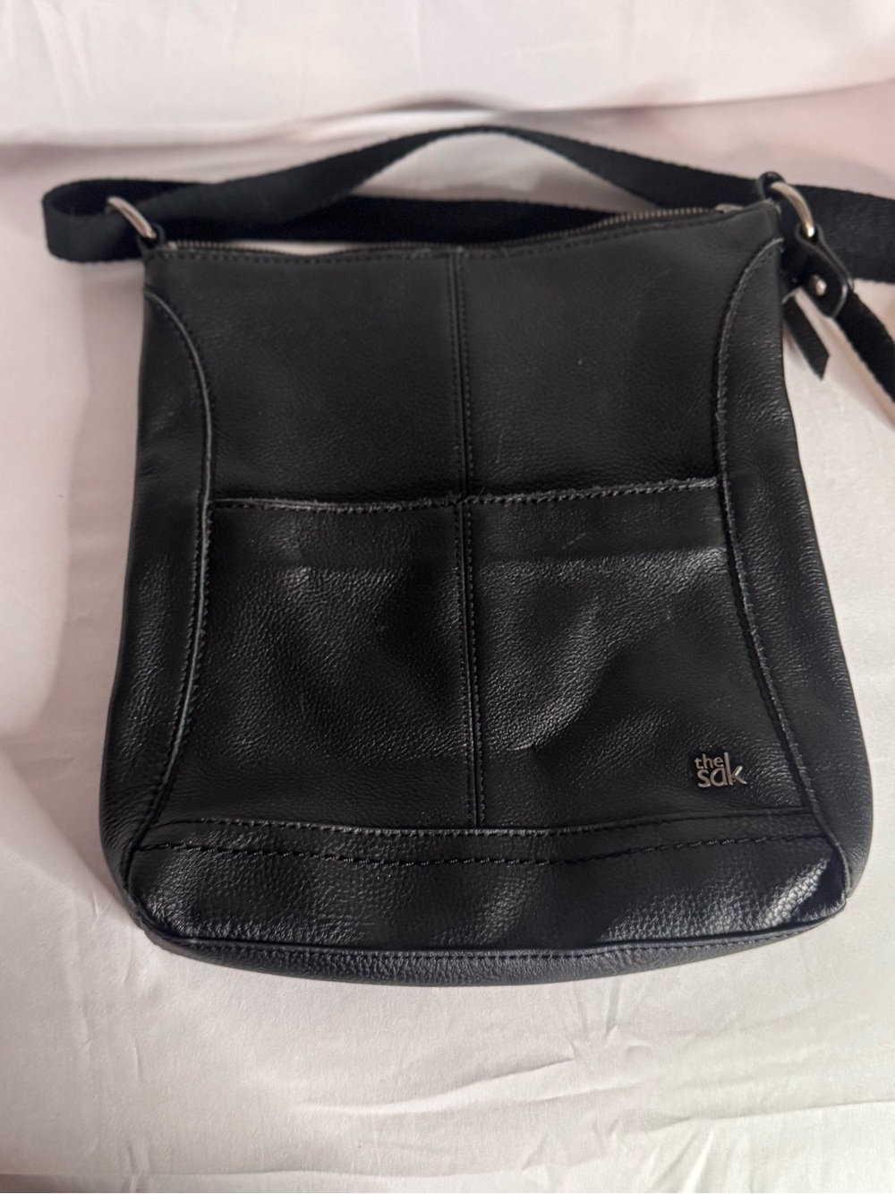The Sak Iris Black Genuine Leather Crossbody Bag